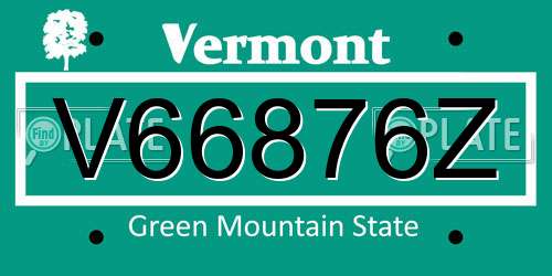 V66876Z Vermont License Plate