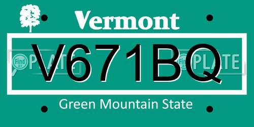 V671BQ Vermont License Plate