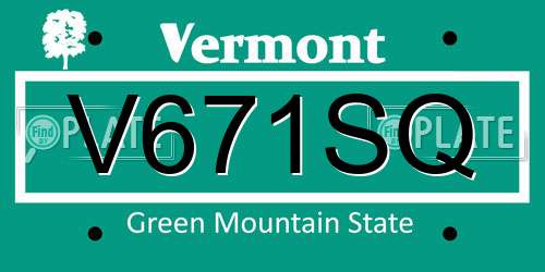 V671SQ Vermont License Plate