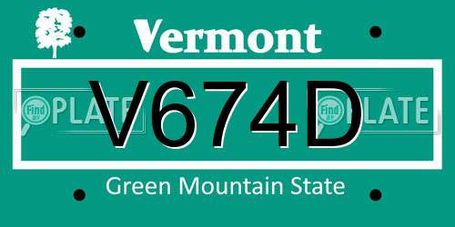 V674D Vermont License Plate