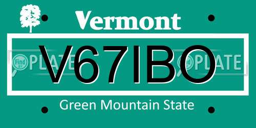 V67IBO Vermont License Plate