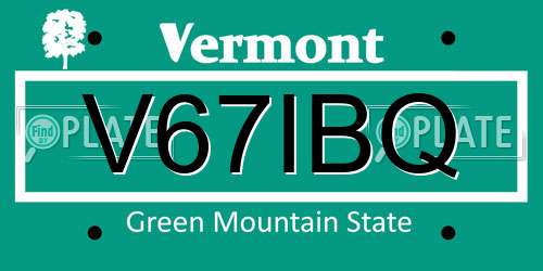 V67IBQ Vermont License Plate