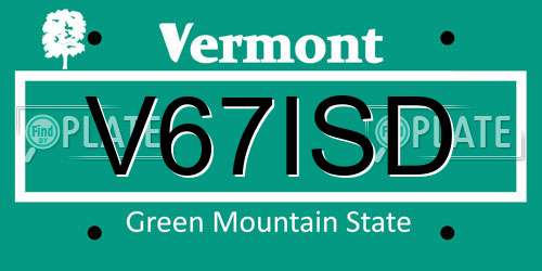V67ISD Vermont License Plate