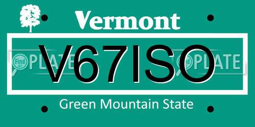 V67ISO Vermont License Plate