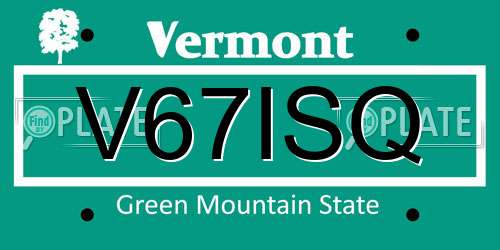 V67ISQ Vermont License Plate