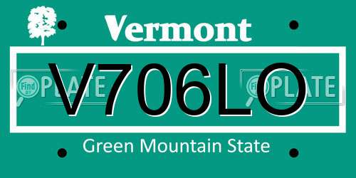 V706LO Vermont License Plate