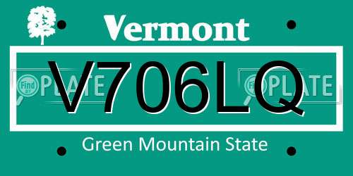 V706LQ Vermont License Plate