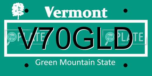 V70GLD Vermont License Plate