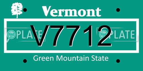 V7712 Vermont License Plate