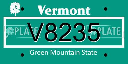 V8235 Vermont License Plate