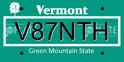 V87NTH Vermont License Plate