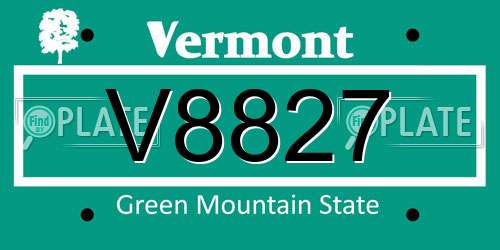 V8827 Vermont License Plate