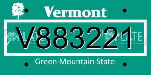 V883221 Vermont License Plate