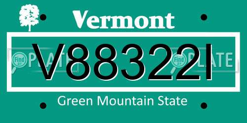 V88322I Vermont License Plate