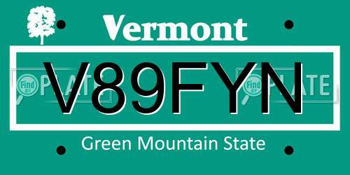V89FYN Vermont License Plate