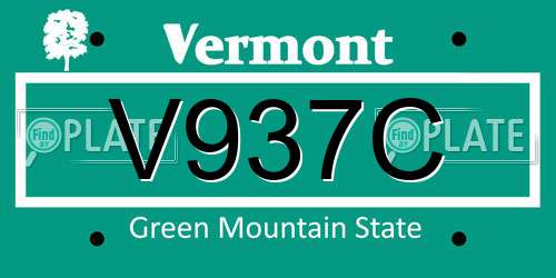 V937C Vermont License Plate