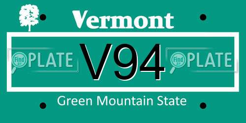 V94 Vermont License Plate