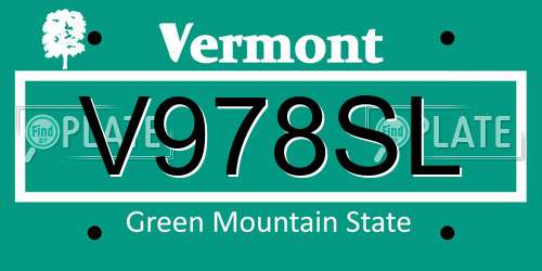 V978SL Vermont License Plate