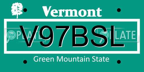 V97BSL Vermont License Plate