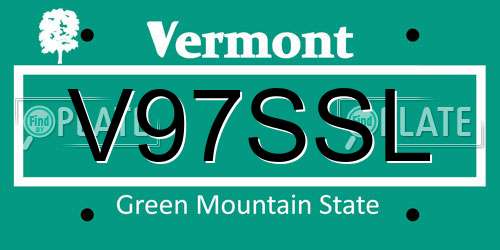 V97SSL Vermont License Plate