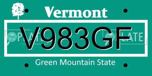 V983GF Vermont License Plate