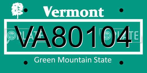 VA80104 Vermont License Plate