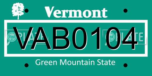 VAB0104 Vermont License Plate