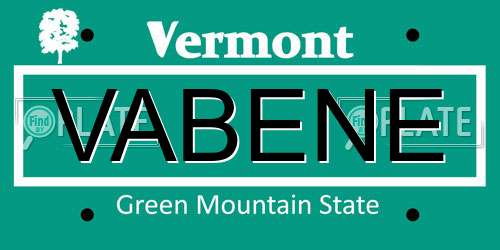 VABENE Vermont License Plate