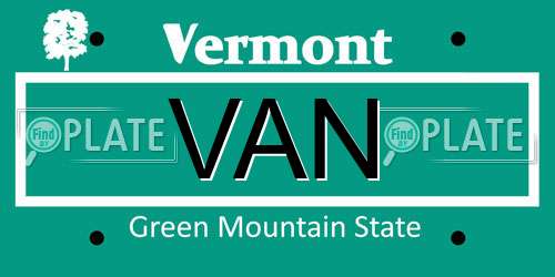VAN Vermont License Plate