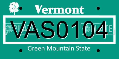 VAS0104 Vermont License Plate