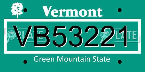 VB53221 Vermont License Plate