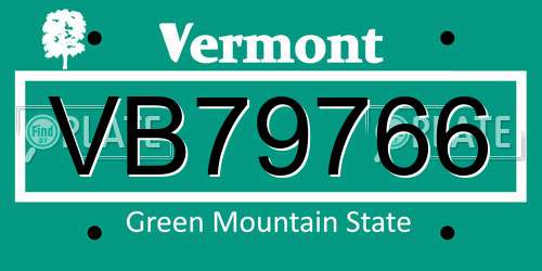 VB79766 Vermont License Plate