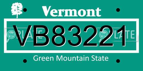 VB83221 Vermont License Plate