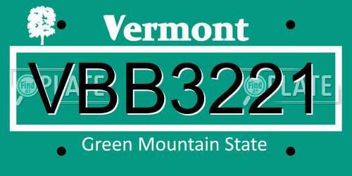 VBB3221 Vermont License Plate