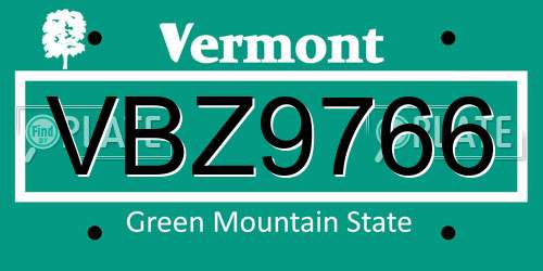 VBZ9766 Vermont License Plate