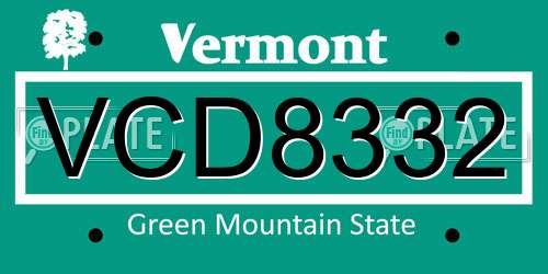 VCD8332 Vermont License Plate