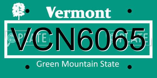 VCN6065 Vermont License Plate