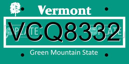 VCQ8332 Vermont License Plate