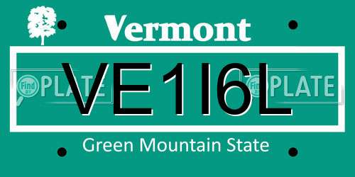 VE1I6L Vermont License Plate