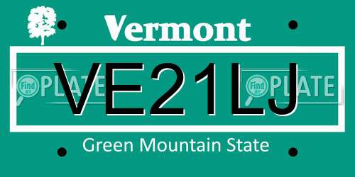 VE21LJ Vermont License Plate