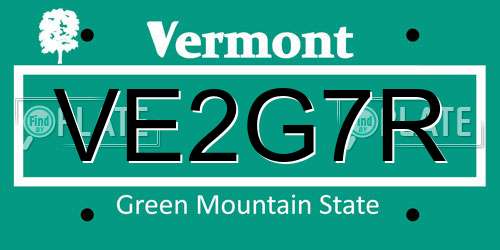 VE2G7R Vermont License Plate