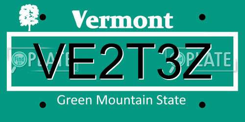 VE2T3Z Vermont License Plate