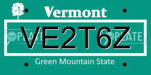 VE2T6Z Vermont License Plate