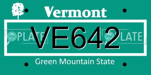 VE642 Vermont License Plate