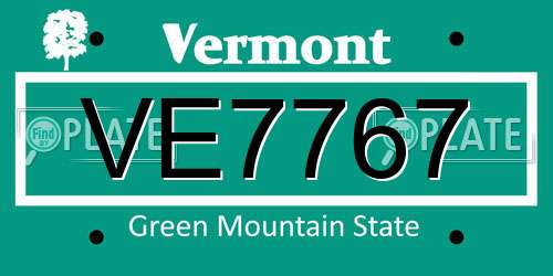VE7767 Vermont License Plate