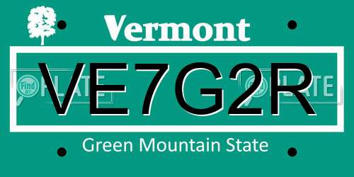 VE7G2R Vermont License Plate