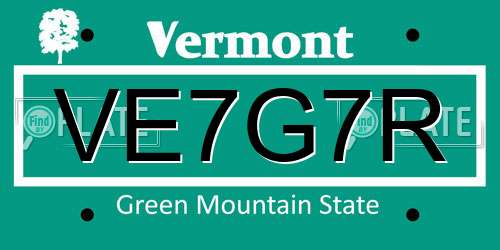 VE7G7R Vermont License Plate