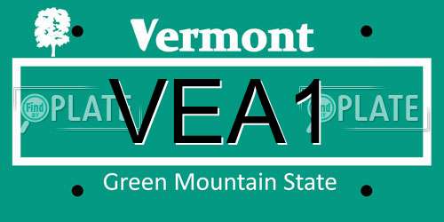 VEA1 Vermont License Plate