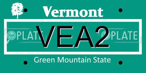 VEA2 Vermont License Plate
