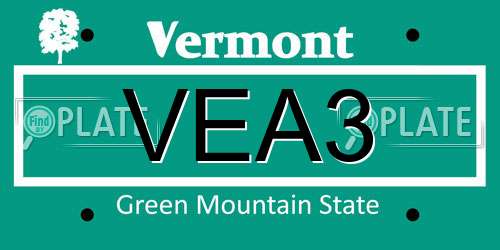 VEA3 Vermont License Plate